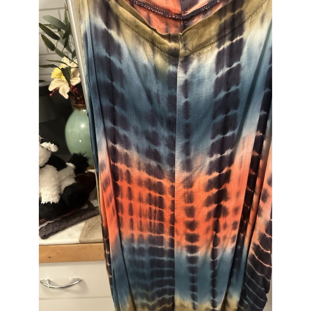 Rainbow Striped Rayon Romper L/XL Pockets Adj Straps Festival Y2K - Picture 14 of 16